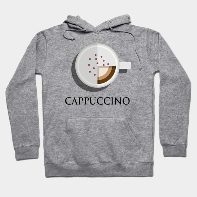 Hot cappuccino coffee cup top view in flat design style Hoodie by FOGSJ